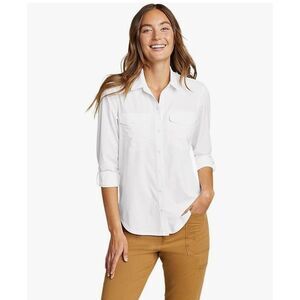 Eddie Bauer Womens XL Departure Top Button Down White